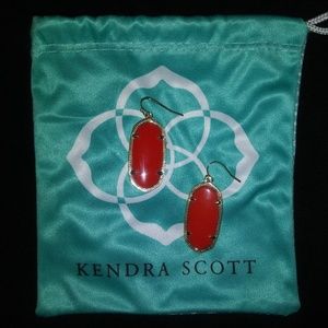 Kendra Scott "Elle" bright red and gold earrings